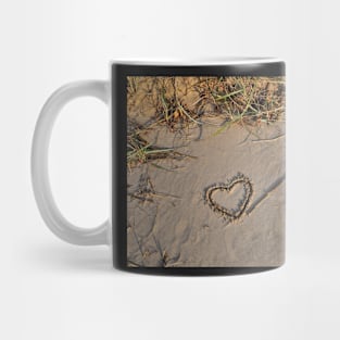 With love... A heart drawn in the sand with a stick, classic message Mug